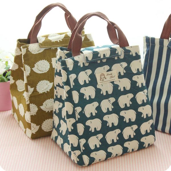 

waterproof canvas cartoon portable insulated bag large size reusable pouch lunch bag picnic ice pack