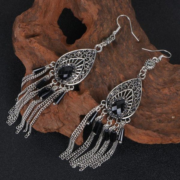 

dangle & chandelier 1 pair of creative water drop shaped tassel earrings vintage long style alloy eardrops elegant charming ear jewelry for, Silver