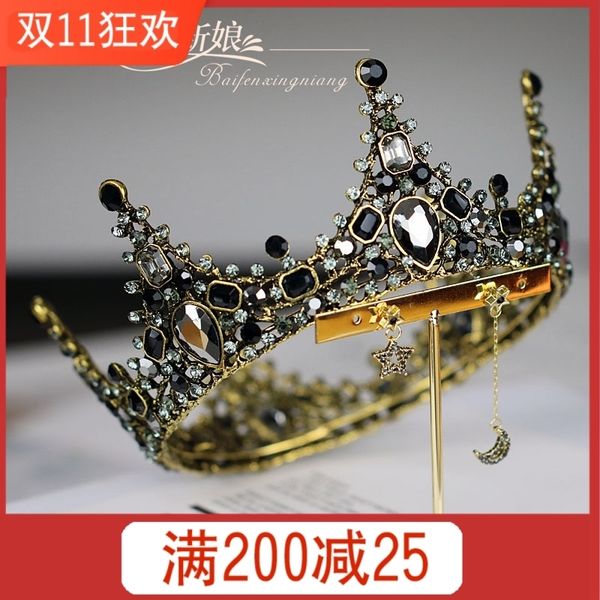 

черный свадебный головной убор, хэллоуин барокко кристалл принцесса корона, партия короны, Silver