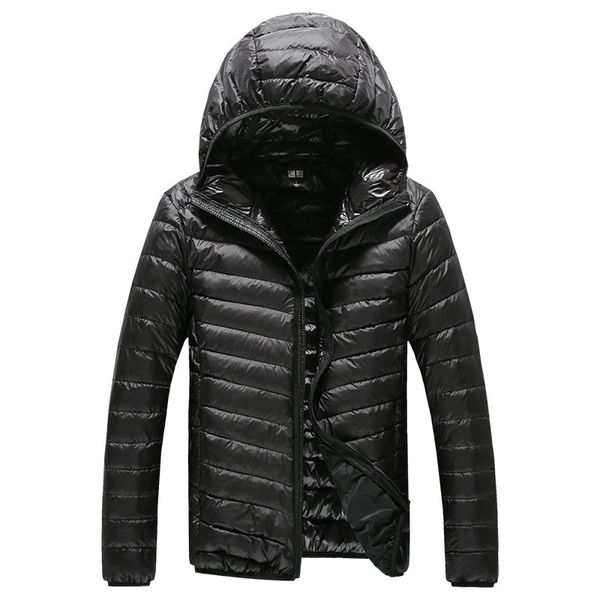 

2021 new men's ultra light down jacket men warm jackets hooded lightweight coat feather puffer parka windproof 934h, Black