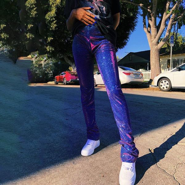 

neon green pants 2020 autumn women fashion sequined bling skinny reflective clubwear high waist sweatpants tight trousers, Black;white