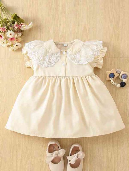 

baby embroidery mesh statement collar dress she, Red;yellow