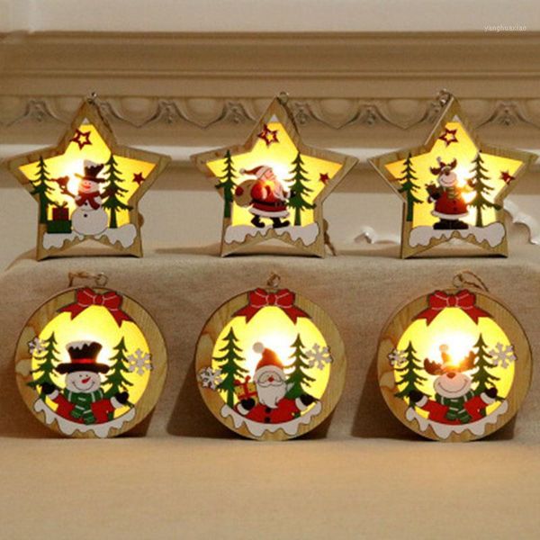 

christmas decorations for home led lights ornaments wooden glowing pendant xmas tree gifts 1pc1