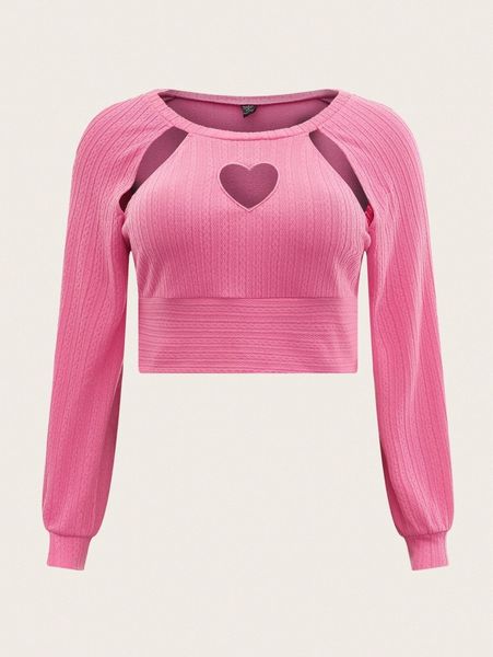 

plus cutout raglan sleeve k6nd#, Black