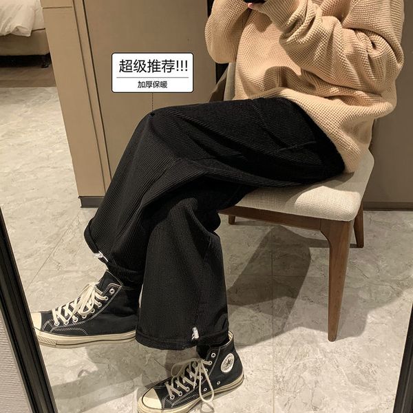 

men's trousers 2021 spring/winter new straight feet rubbing pants taw5, Black