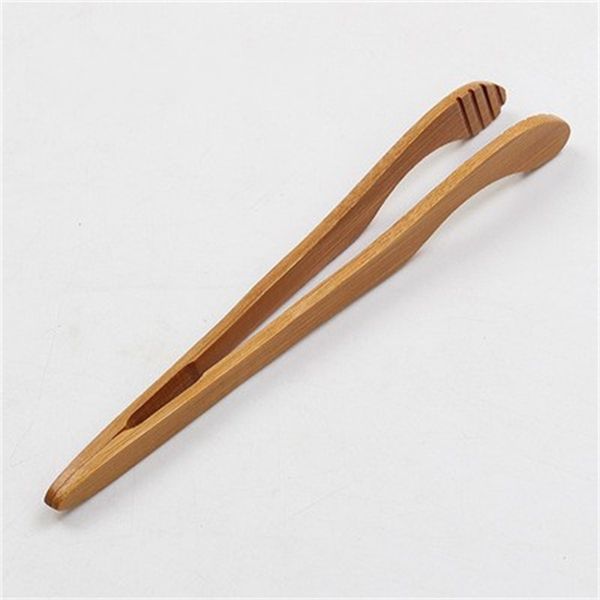 

natural bamboo tea clip solid wood anti scalding teas accessories clamp bend straight tassels tongs dentate new arrival 3 5mj g2