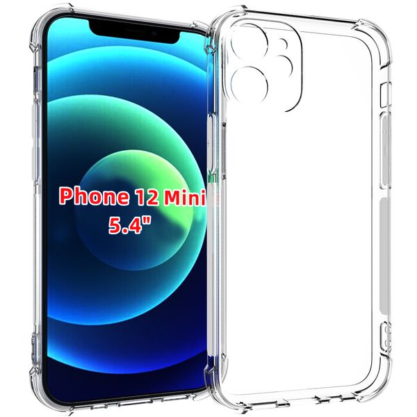 

1.44mm shockproof clear transparent tpu with four corner protective flexible case cover compatible for iphone 12 mini 5.4