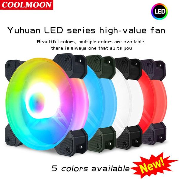 

coolmoon yuhuan overall led light-emitting deskchassis 12cm silent cool transparent frame 5 colors optional cooling fan
