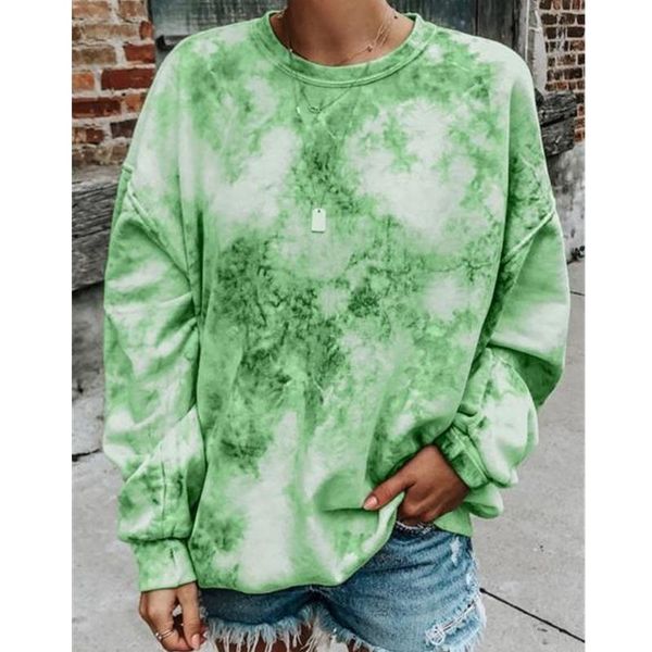 

women's hoodies & sweatshirts wepbel round neck long sleeves tie-dye pullovers women sweatshrts fashion loose sleeve casual, Black
