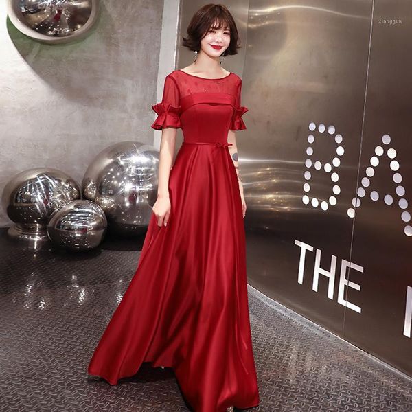 

lace patchwork burgundy cheongsam maxi evening dress tight elegant exquisite vestidos de festa sequins flower slim qipao1, Red