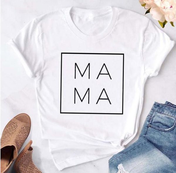 

6 colors mama letter print t shirt women short sleeve o neck loose tshirt 2021 summer women tee shirt camisetas mujer, White