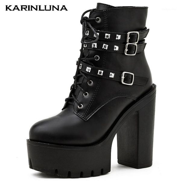 

boots brand design trendy shoes women arrivals 2021 solid black plus size 34-40 lace-up female ankle lady1