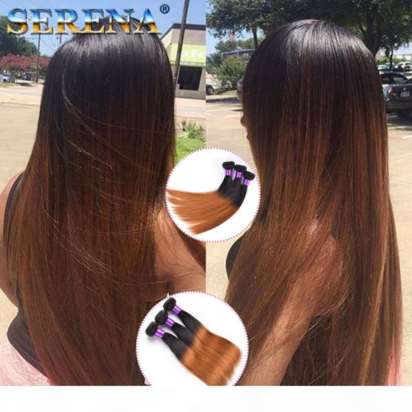 

new arrival dark root color 1b 30# honey blonde ombre straight hair extensions virgin brazilian two tone human hair weaving weft ombre weave, Black