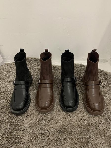 

shoes white ankle boots round toe luxury designer boots-women low fashion 2021 lolita ladies elegant stockings rubber, Black