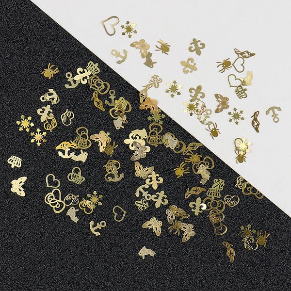 

100pcs/lot gold metal nail decals ultra-thin flakes nail bling rhinestone cute 3d nail art decorations charm nails art rivets, Silver;gold