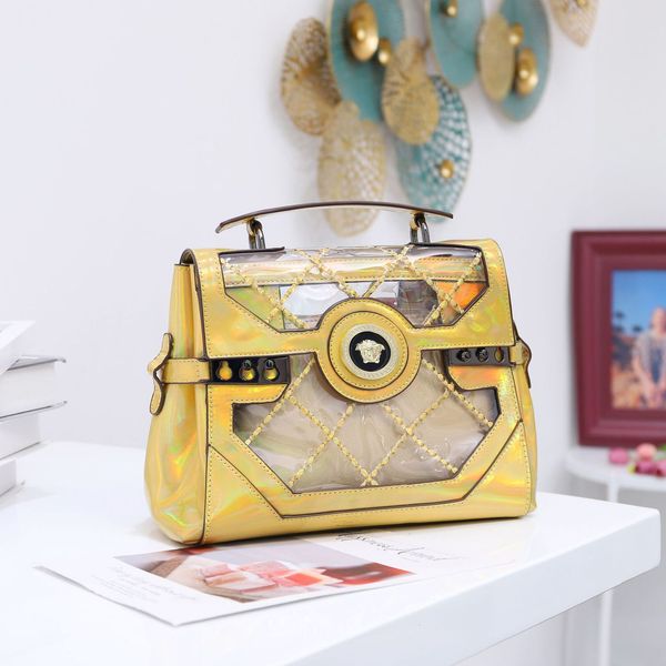 

2020 mirror pu women's hand-held slant across transparent child and mother fashion bag