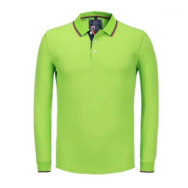 

men's polos lapel long sleeve t-shirt high-end mercerized cotton shirts workwear customized printing embroidery uniform1, White;black