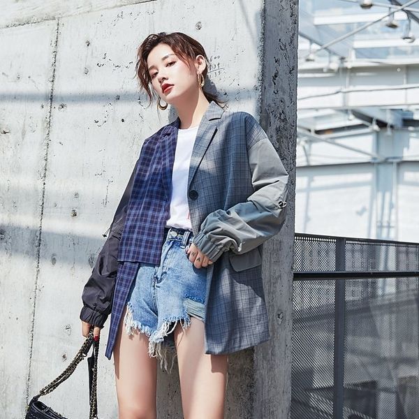 

[lanmrem] autumn and winter new products fashion vintage long sleeve lapel panel irregular sleeve jacket pa518 201126, Black;brown