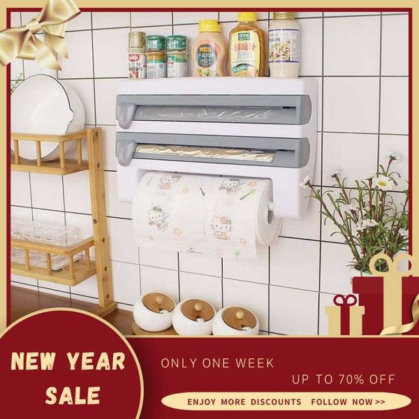 

hooks & rails adorehouse mutifunction kitchen organizer sauce bottle rack 4 in 1 cling film cutting holder can storage