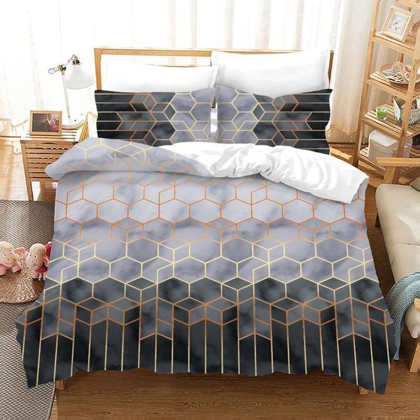

marbling with gold line bedding set luxury king size geometric elements duvet cover for adults nordic bed 3d quilt home bedroom1