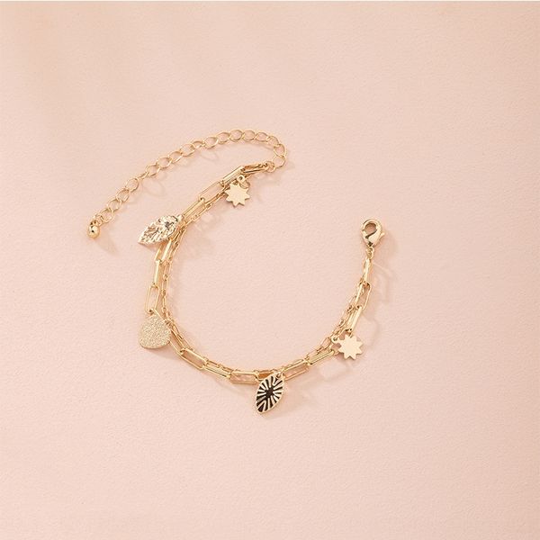 

japanese and korean fashion new leaf women's ins style minority design bracelet ethnic bracelet lightsimple hand jewelry f61ti, Golden;silver
