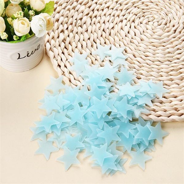 

wall stickers stereo plastic fluorescent 3cm star paster glowing in the dark decal for baby room