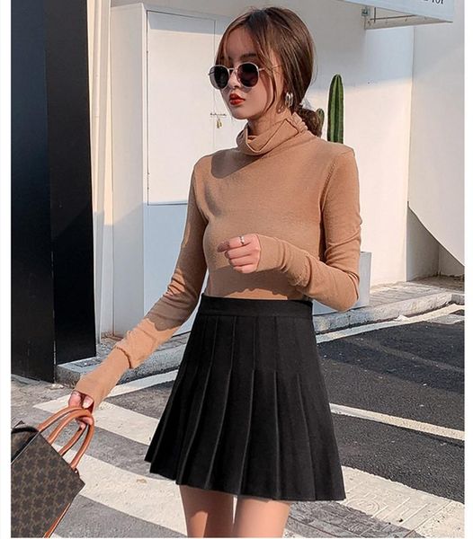 

zipper women plaid high waist skirt stitching student pleated skirts women cute sweet girls dance mini skirt, Black