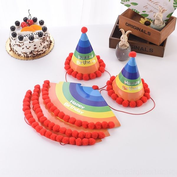

dj1ly hat happybirthday paper paper colored children's j6 cake ball ballhappybirthday cake hat fur fur ball colored children's bak