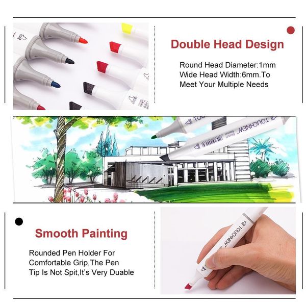 

markers touchnew 30 40 60 80 168 colors dual tip alcohol based markers for sketching coloring calligraphy drawing pen h wmteii, Black;red