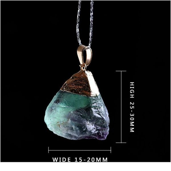 

1pc natural colorful fluorite pendant crystal mineral jewelry chakra healing necklace fashion simple diy fashion gift jllwkg, Black