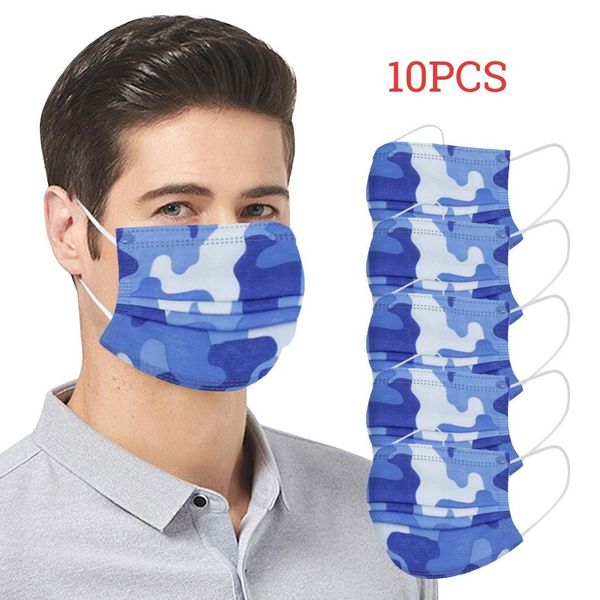 

mask 10pcs camouflage disposable print dustproof and breathable 3-ply design face masks multi-color optional
