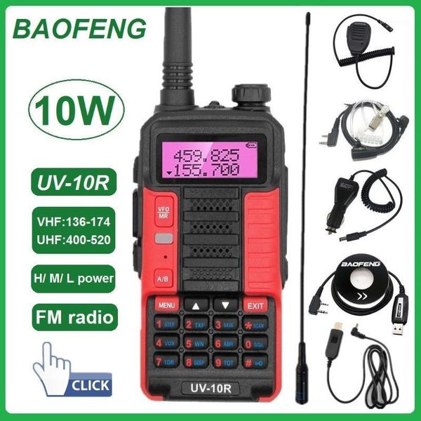 

walkie talkie baofeng 10w uv-10r portable cb radio for hunting ham scanner transceiver usb charging uv-5r 2021 1