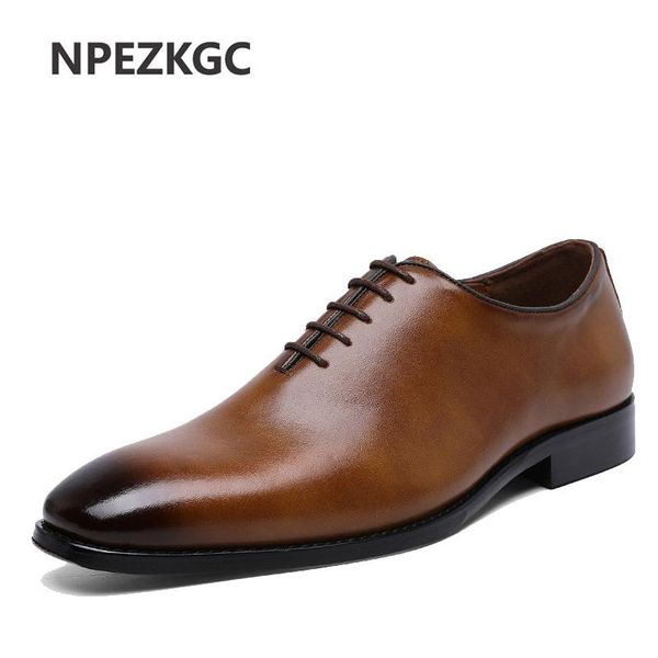

hand painted mens dress shoes genuine leather oxfords business office pointed plain toe black brown lace-up men's formal shoes