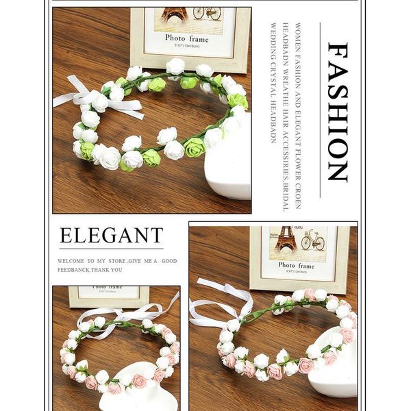

haimeikang girl rose hair accessories boho wreath flower hairband vacation bridal floral with lace up lady headband qyltrw