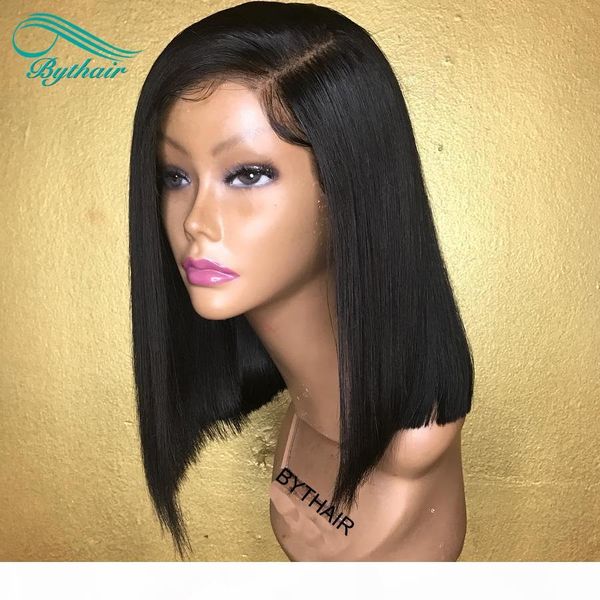 

bythair bob cut wig hair brazilian hair lace front wig bob human hair full lace wig short bob wigs for african american women, Black;brown
