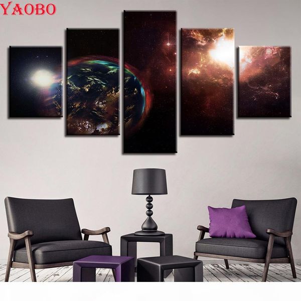 

5 pcs diamond embroidery earth abstract pictures universe space planet 5d diy diamond painting full square rhinestone mosaic kit