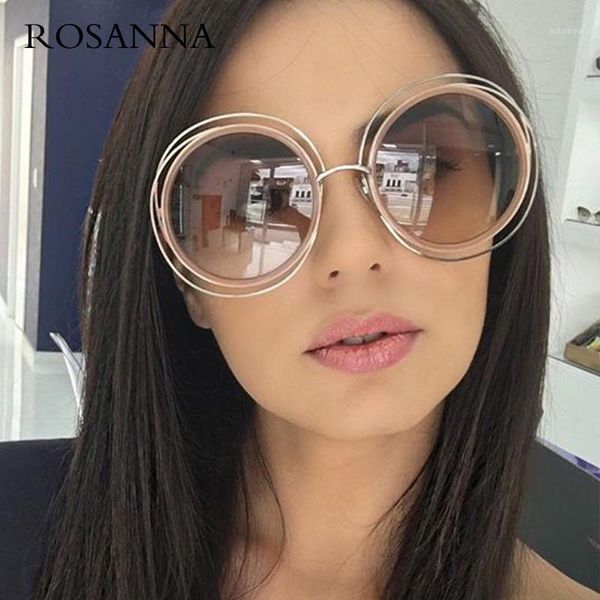 

rosanna vintage oversize round sunglasses women alloy hollow sunglasses brand designer fashion big size lady classic sun glasses1, White;black