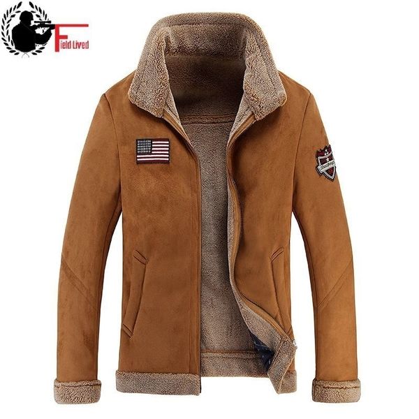 

men windbreaker coat winter male fur coat men jacket velvet thick fleece slim fit jacket warm stand collar cardigan outwear 201127, Black;brown
