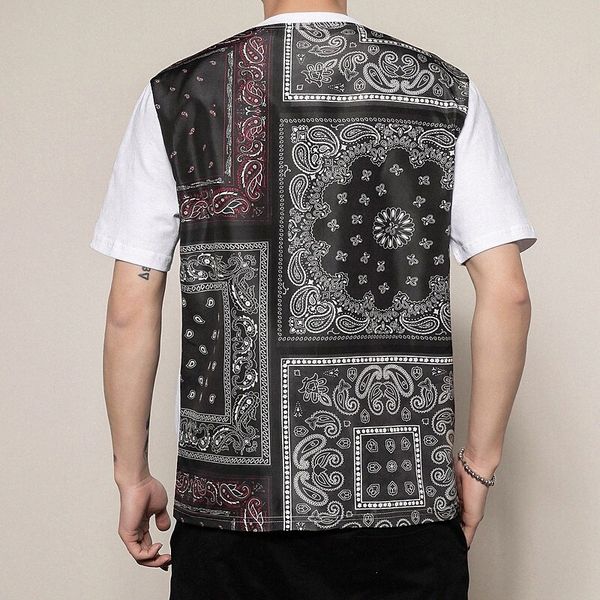 

men's t shirt floral tribal crew neck casual daily print short sleeve lightweight fashion big and tall sports white black 875p#