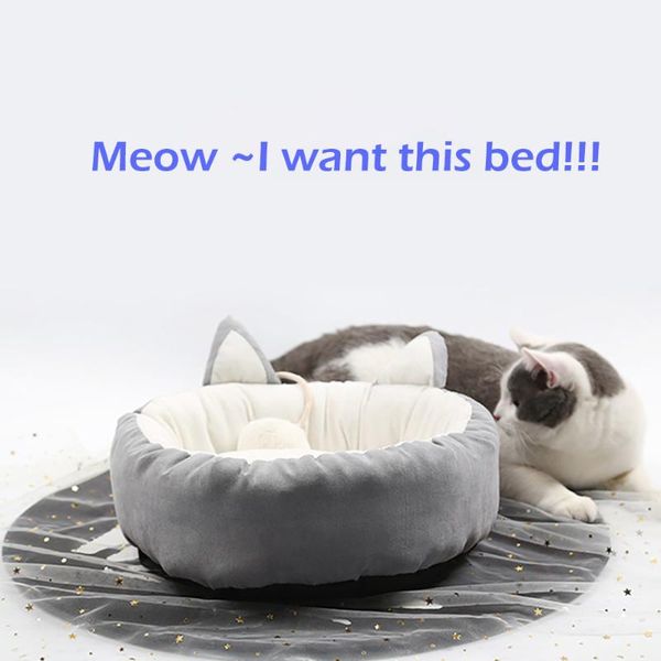 

cat beds & furniture cute sleeping bed soft winter mat for kitten small dog home warm pet house funny cats cushion washable mats pink gray