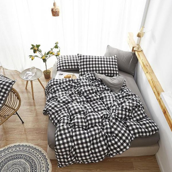 

home textile plaid dot printed 4pcs girl boy kid bed cover set duvet cover child bed sheet and pillowcase comforter beddin1