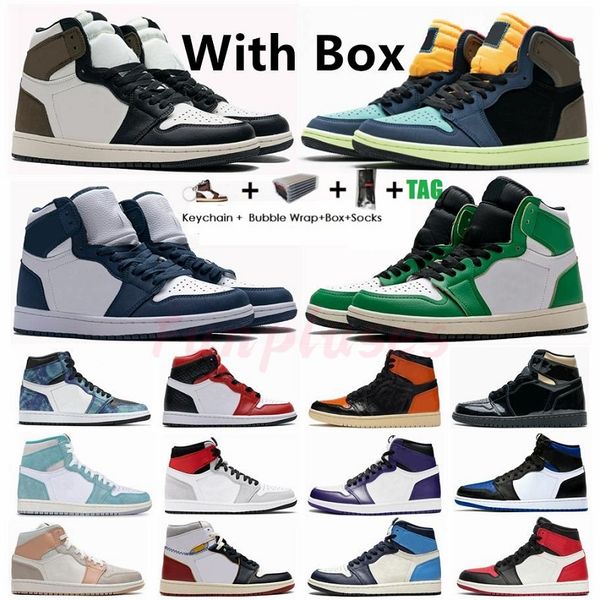 

big size 13 with box 1 travis scotts dark mocha unc 1s mens basketball shoes twist obsidian chicago pink jumpman trainers sports sneakers