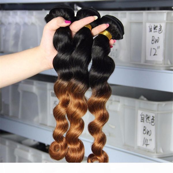 

peruvian ombre hair extensions two tone human hair weaves 3 bundles peruvian loose wave ombre virgin weave ombre human hair, Black