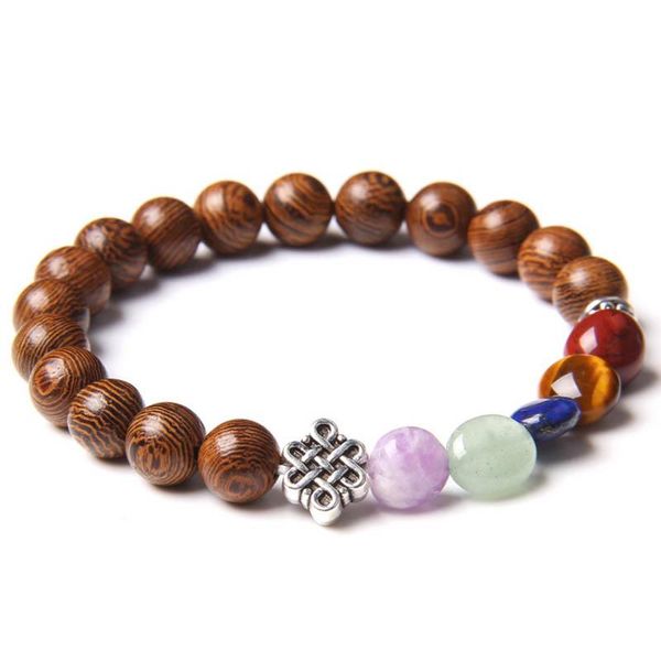

7 chakra healing crystal beaded bracelet natural lava stone tiger eye beads bracelet for women men buddha player jewelry gifts, Black