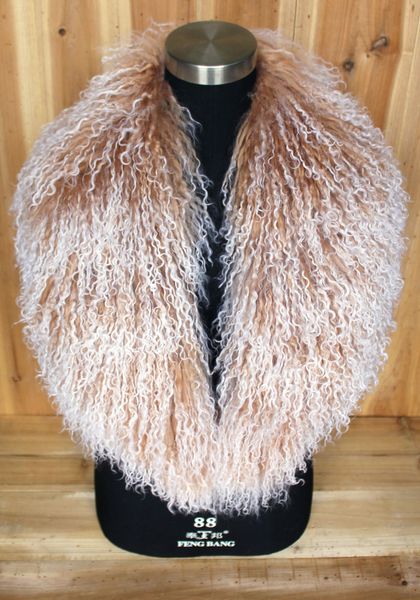 

xx-large real genuine mongolian wool fur collar scarf scarve shawl wrap y201007, Blue;gray