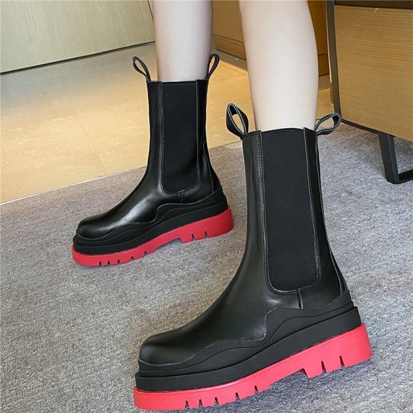 

platform pumps women cow leather wedges high heel ankle boots female high round toe fashion sneakers casual shoes, Black
