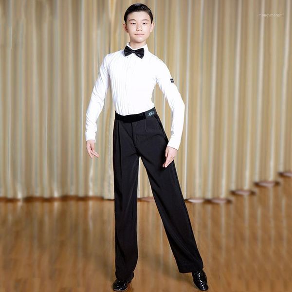 

stage wear latin dance standard competition costume for boys latina suit long sleeves salsa modern cha clothes jl10541, Black;red