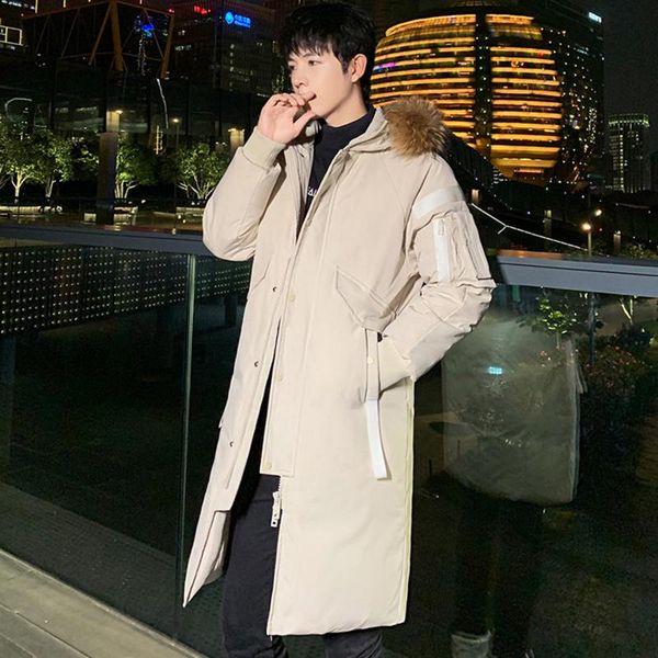 

men's down & parkas jacket 2021 white duck thick winter warm parka waterproof size s-3xl, Black