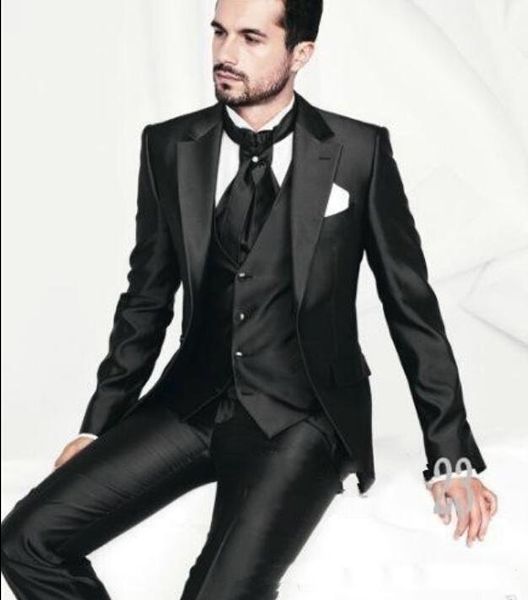 

men's suits & blazers one button black groom tuxedos notch lapel groomsmen blazer man wedding prom dinner suits(jacket+pant+ves, White;black