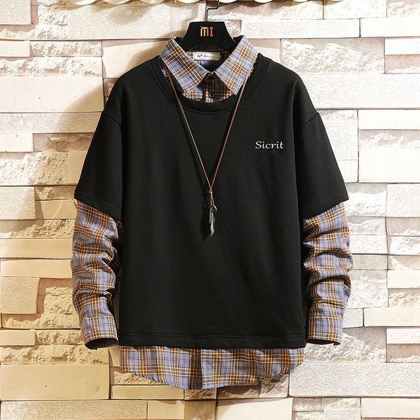 

2021 new autumn spring fashion oversized men's cut-up tshirt male long sleeve neck shirt for man upper t-shirts rthp, White;black